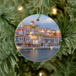 Pittoresk kustdorp keramisch ornament
