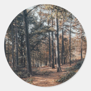 Pittoresk ontspannend bos ronde sticker