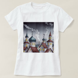 Pittoresk stad bij nacht t-shirt