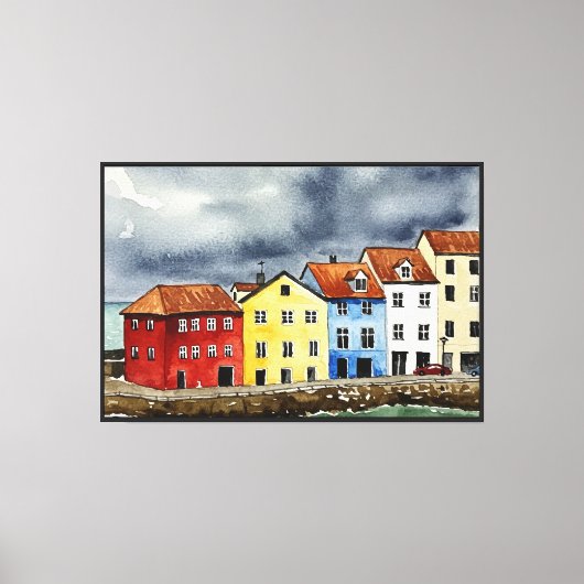 Pittoresk stad canvas afdruk (Voorkant)
