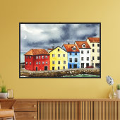 Pittoresk stad canvas afdruk (Insitu (Woonkamer))