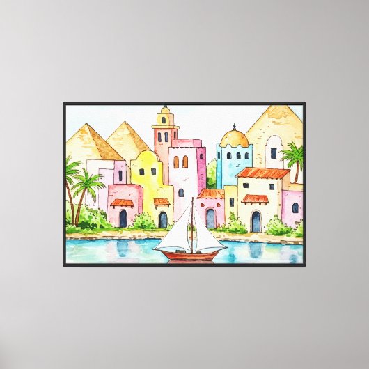 Pittoresk stad canvas afdruk (Voorkant)