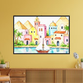 Pittoresk stad canvas afdruk (Insitu (Woonkamer))
