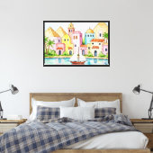 Pittoresk stad canvas afdruk (Insitu (Slaapkamer))