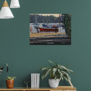 Pittoresk uitzicht op boten in Acadia National Par Poster