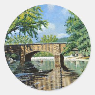 Pittoresk uitzicht op Missouri forelvisserij Ronde Sticker