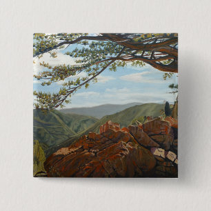 Pittoresk uitzichtpunt Mountain Pastoraal landscha Vierkante Button 5,1 Cm