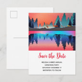 Pittoresk wintermeer met herten Kerstmis Datum ops Uitnodiging Briefkaart (Voorkant / Achterkant)