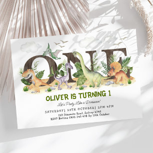 Pittoreske Dinosaurus Wilde Eerste Verjaardagsfees Kaart
