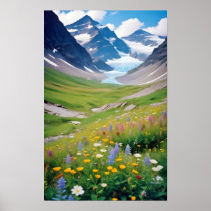 Pittoreske Landschap Bergen Valley Natuur Rustig Poster