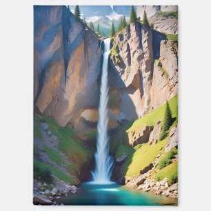 Pittoreske Landschap Bergen Waterval Natuur Magneet
