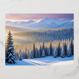 Pittoreske Landschap Bergen Winter Natuur Kalm Folie Feestdagen Briefkaart