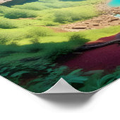 Pittoreske Landschap Bos Waterval Natuur Kalm Poster (Hoek)