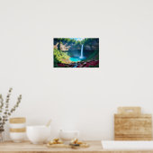 Pittoreske Landschap Bos Waterval Natuur Kalm Poster (Keuken)