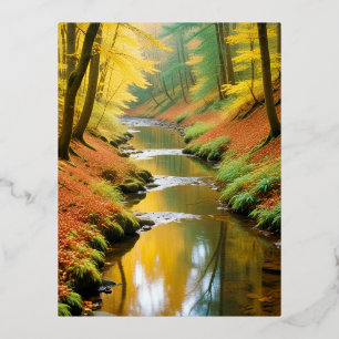 Pittoreske Landschap Forest River Natuur rustig Folie Feestdagen Briefkaart
