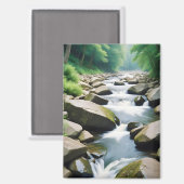 Pittoreske Landschap Forest River Natuur rustig Magneet (Voorkant / Achterkant)