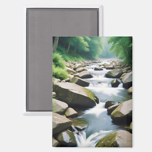 Pittoreske Landschap Forest River Natuur rustig Magneet (Voorkant / Achterkant)