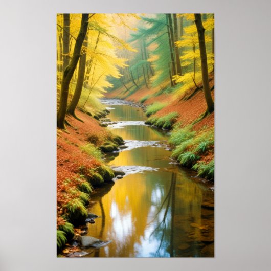 Pittoreske Landschap Forest River Natuur rustig Poster (Voorkant)