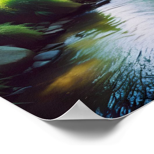 Pittoreske Landschap Forest River Natuur rustig Poster (Hoek)