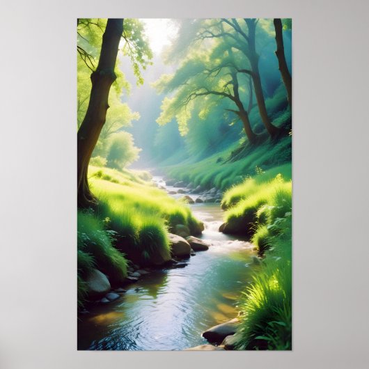 Pittoreske Landschap Forest River Natuur rustig Poster (Voorkant)
