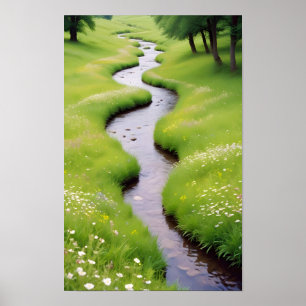 Pittoreske Landschap Forest Stream Natuur Kalm Poster