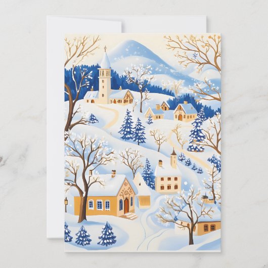 Pittoreske Mountain Village Christmas Kaart (Voorkant)