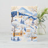 Pittoreske Mountain Village Christmas Kaart (Staand voorkant)