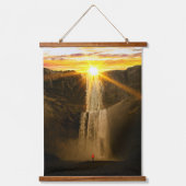 Pittoreske Natuur - waterval tijdens zonsondergang Hangend Wandkleed (Voorkant)