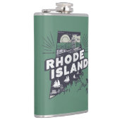 Pittoreske Rhode Island Retro Silhouette  Heupfles (Rechts)