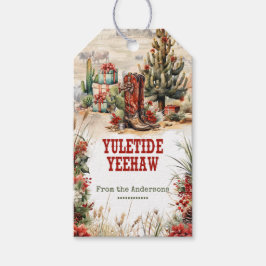 Pittoreske wilde west Santa cowboylaarzen western Cadeaulabel