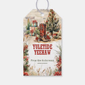 Pittoreske wilde west Santa cowboylaarzen western Cadeaulabel (Achterkant)