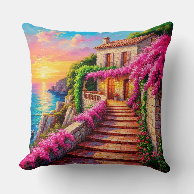 Pittoreske Zonsondergang Boven Kustvilla Kussen (Voorkant)