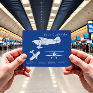 Pitts S-1C - Vliegtuigblauwdrukplannen ABD Briefkaart