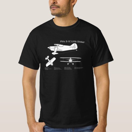Pitts S-1C - Vliegtuigblauwdrukplannen ABD T-shirt (Voorkant)