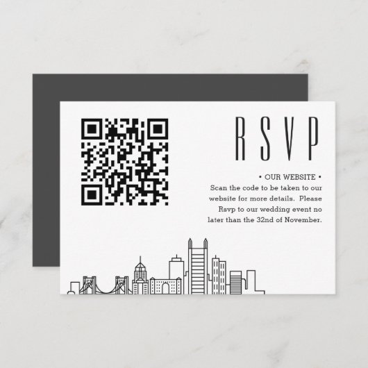 Pittsburg Bruiloft Deco Stijl | Evenement RSVP Informatiekaartje (Voorkant / Achterkant)