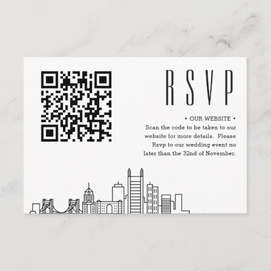 Pittsburg Bruiloft Deco Stijl | Evenement RSVP Informatiekaartje (Voorkant)