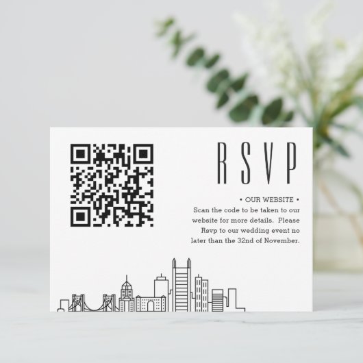 Pittsburg Bruiloft Deco Stijl | Evenement RSVP Informatiekaartje (Staand voorkant)