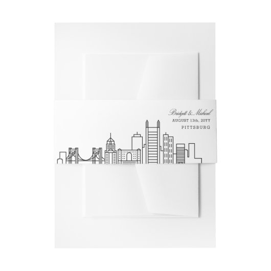 Pittsburg Skyline bruiloft | Uitnodigingen Wikkel (Voorkant Voorbeeld)