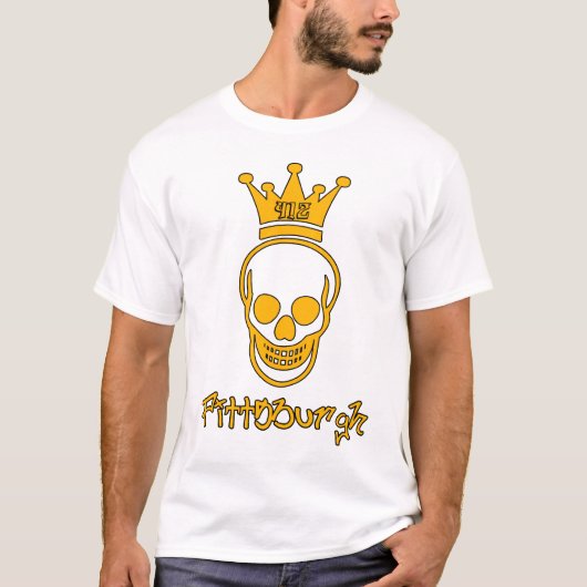 Pittsburgh 412 Skull-Shirt - zwart en goud T-shirt (Voorkant)