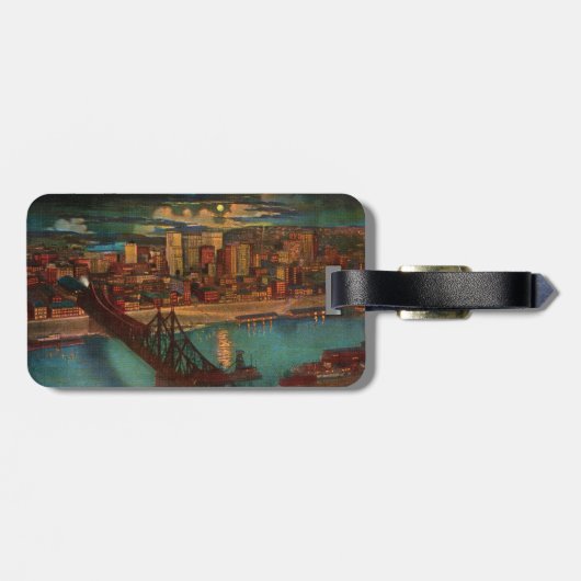 Pittsburgh bij maanlicht bagagelabel (Achterkant horizontaal)