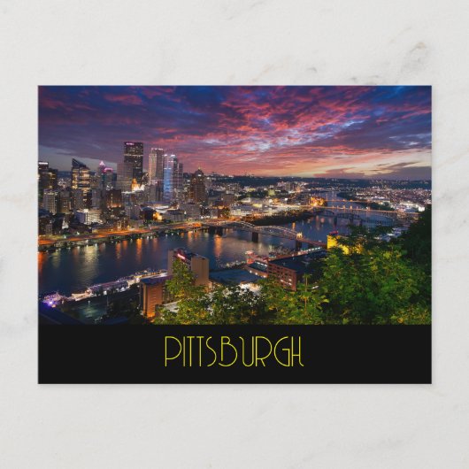 Pittsburgh bij nacht briefkaart (Voorkant)