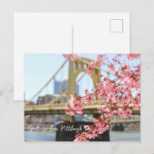 Pittsburgh Bridge en Cherry Blossoms Briefkaart (Voorkant / Achterkant)