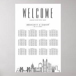 Pittsburgh Bruiloft | 12 Tabel Zitkaarten Poster