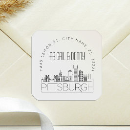 Pittsburgh Bruiloft | Afdichting van vooraf geadre Vierkante Sticker