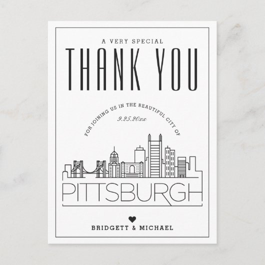 Pittsburgh Bruiloft | Bedankt voor Coming! Briefka Briefkaart (Voorkant)