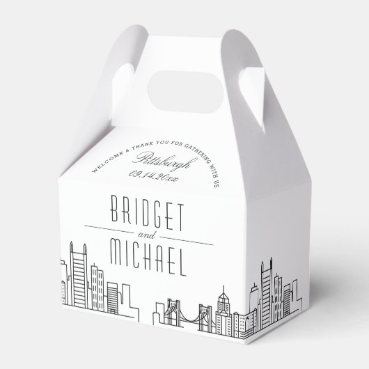 Pittsburgh Bruiloft | City Skyline Bedankdoosjes (Voorkant Zijde)