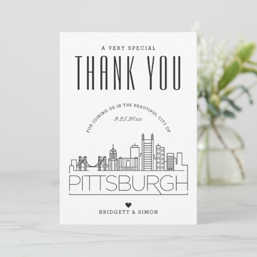 Pittsburgh Bruiloft | Dank u + fotokaart Kaart (Staand voorkant)