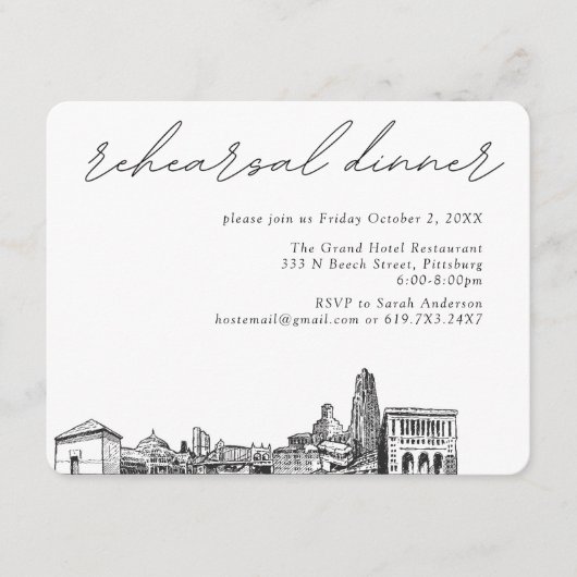 Pittsburgh Bruiloft Elegant repetitie diner Informatiekaartje (Voorkant)