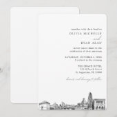 Pittsburgh bruiloft elegante skyline uitnodiging (Voorkant / Achterkant)