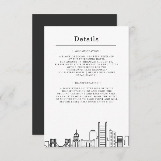 Pittsburgh Bruiloft | Gegevens van bezoeker Kaart (Voorkant / Achterkant)